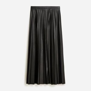 J.Crew Pleated Black Vegan Leather Midi Skirt 14 Long Classic Quiet Luxury
